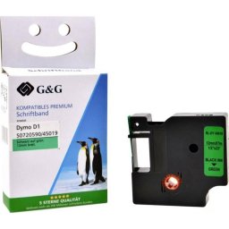 Cinta de rotulación G&G 5DY45019-TD verde y negro 12 mm x 7 m