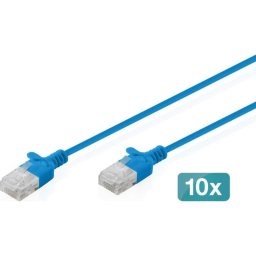 Cable de Red Digitus CAT6 U/UTP Slim 1m Azul 10 Unidades
