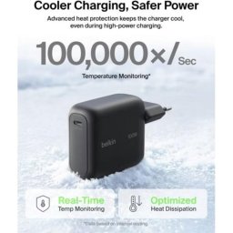 Cargador USB Belkin WCH025KQ1.5BKB6 GaN 100W USB-C con cable 1,5 m