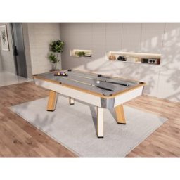Unique Mesa transformable - Billar y Ping-Pong - Color natural claro y Blanco - An. 213 x L. 112 x Alt. 81 cm - SASTALA