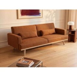 Unique Sofá cama clic clac de 3 plazas en tela terracota ESME