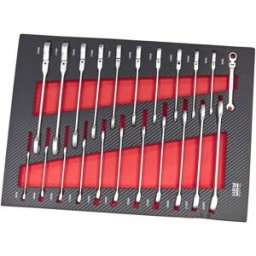 Conjunto de llaves de anillo de 22 piezas HBM con inserción de espuma de carbono para carrito de herramientas