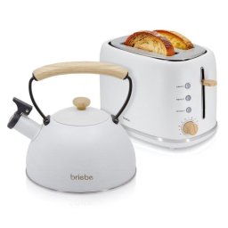 Set de desayuno Briebe SKT1177WHT tostadora 2 rebanadas y tetera 2,3 L blanco