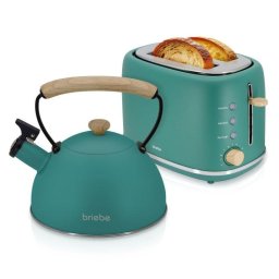 Set de desayuno Briebe SKT1177GRE Nordic 2 rebanadas verde mate con tetera 2,3 l inducción