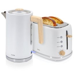 Set electrodoméstico Briebe SKT1167WHT tostadora 2 rebanadas y hervidor 1,7 l diseño nórdico