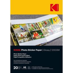 Papel Fotográfico Autoadhesivo Kodak Photo Sticker Paper 10x15 cm A6 Brillante 20 Hojas