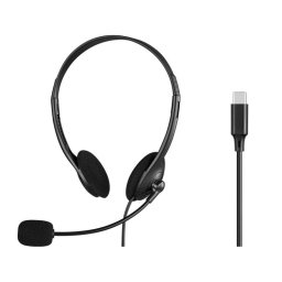 Auriculares Sandberg 825-31 con cable USB-C para oficina y teletrabajo, micrófono, color negro