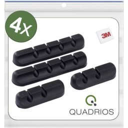Clip sujeta cables Quadrios 25CA579 silicona autoadhesiva negro y blanco pack 4