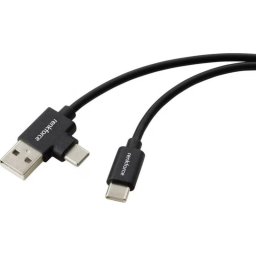 Cable USB Renkforce USB-A a USB-C 1m USB 2.0 Negro