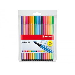 Rotulador stabilo acuarelable pen 68 estuche de 10 colores estandar + 5 colores neon