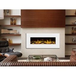 Unique Chimenea eléctrica mural LALITA - Ancho 110 x Prof. 14 x Alt. 49 cm - Blanco
