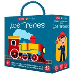 Manolito Book Libro infantil + Puzzle + Siluetas Los trenes