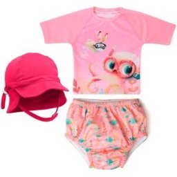 Pack Gorro, camiseta y bañador Ocean Kiokids Color Salmón