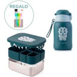 Silbetika Pack Caja Lunch, botella y cucharas Color Gris