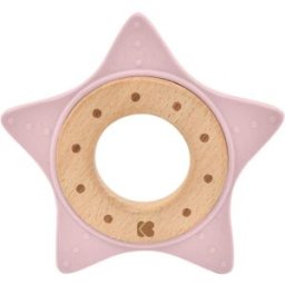 Kikkaboo Mordedor de silicona y madera Star Color Rosa