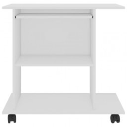 vidaXL Mesa de ordenador madera contrachapada blanco 80x50x75 cm
