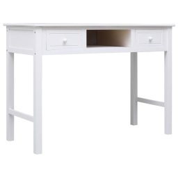 Vidaxl Escritorio De Madera Maciza De Paulownia Blanco 108x45x76 Cm
