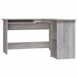 Vidaxl Escritorio De Esquina Madera Contrachapada Gris 120x140x75 Cm