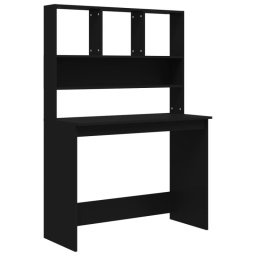 Vidaxl Escritorio Con Estantes Madera Contrachapada Negro 102x45x148cm