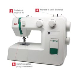 Máquina de coser Alfa Potencia 70W 21 puntadas chasis metálico LED alta estabilidad