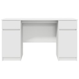 Escritorio Vidaxl Rhima 2 Cajones 2 Puertas Blanco 140x49x76 cm Madera Estudio