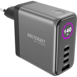 Cargador USB multi-puerto Voltcraft UC-140W01 GaN 165W pantalla a color