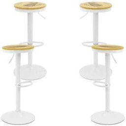 RegalosMiguel Pack 4 Taburetes Vikin Asiento Madera - Blanco