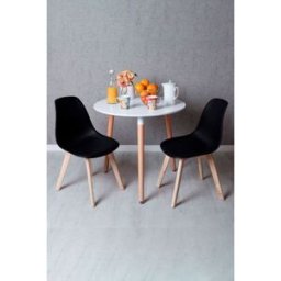 RegalosMiguel Conjunto Mesa Tower Redonda 80 cm Blanca y Pack 2 Sillas Kelen - Negro