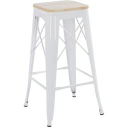 RegalosMiguel Pack 6 Taburetes Valix Madera Natural 76 cm - Blanco