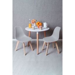 RegalosMiguel Conjunto Mesa Tower Redonda 80 cm Blanca y Pack 2 Sillas Kelen - Gris
