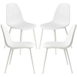 RegalosMiguel Pack 4 Sillas White Teok Polipiel - Blanco