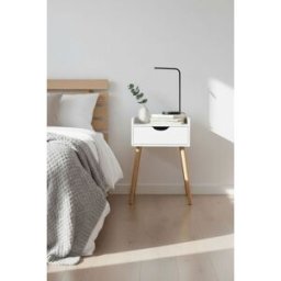RegalosMiguel Mesita Auxiliar con cajón Madera Nils 40 x 30 cm - Blanco