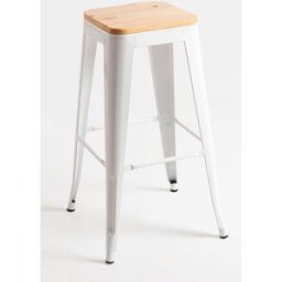 RegalosMiguel Pack 4 Taburetes Torix Altos Madera Natural 76 cm - Blanco
