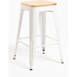 RegalosMiguel Pack 6 Taburetes Torix Bajos Madera Natural 67 cm - Blanco
