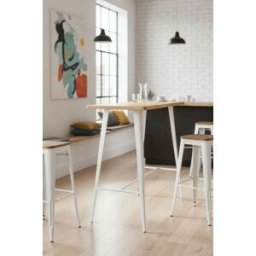 RegalosMiguel Mesa Torix Alta Rectangular Madera Natural 120 x 60 cm - Blanco