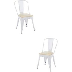 RegalosMiguel Pack 2 Sillas Valix Madera Natural - Blanco