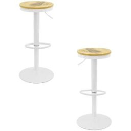 RegalosMiguel Pack 2 Taburetes Vikin Asiento Madera - Blanco