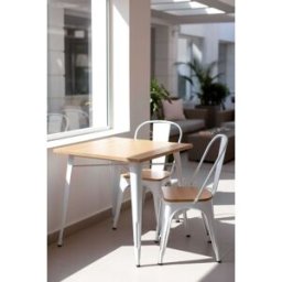 RegalosMiguel Mesa Torix Cuadrada Madera Natural 70 cm - Blanco