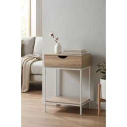 RegalosMiguel Mueble Ceto con Cajón Madera-Metal - Blanco