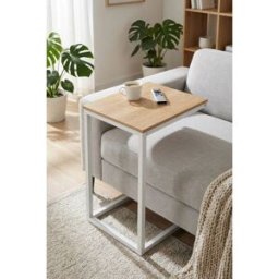 RegalosMiguel Soporte Auxiliar Sofa Borg 30 x 60 cm - Blanco