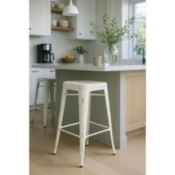 RegalosMiguel Taburete Torix Vintage 73 cm - Blanco vintage
