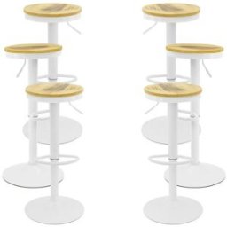 RegalosMiguel Pack 6 Taburetes Vikin Asiento Madera - Blanco