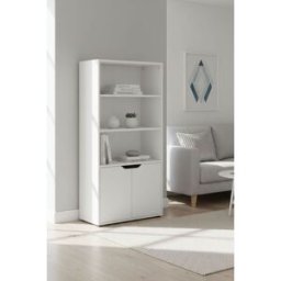 RegalosMiguel Estantería Thor Madera 4 Niveles con Puerta - Blanco