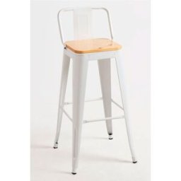 RegalosMiguel Pack 2 Taburetes Torix Respaldo Madera Natural 95 cm - Blanco