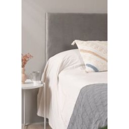 RegalosMiguel Cabecero Smooth Terciopelo para camas de 105 y 90 cm - Gris