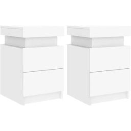 vidaxl Mesitas de noche con luces LED 2 unidades blanco 35x39x55 cm