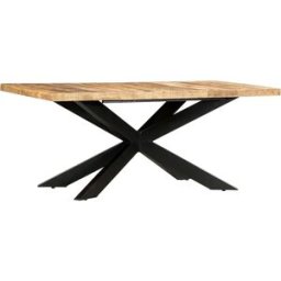 Clicnbuy Mesa de comedor madera maciza de mango rugosa 180x90x76 cm