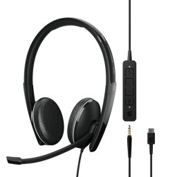Auriculares Epos Adapt 165 USB-C II con cable USB-C y jack 3,5 mm para oficina y UC con cancelación de ruido negros