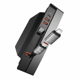 Hub Baseus USB-C 4 puertos 45W para Tesla Model 3/Model Y, 1m aluminio ABS PC