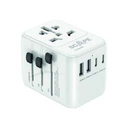 Adaptador Universal Scape Travel 651 2 USB-C 2 USB-A Multienchufe Internacional 2500W